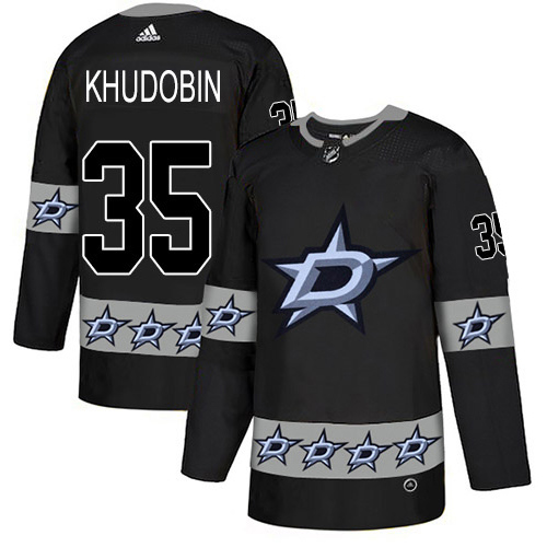 Adidas Men Dallas Stars #35 Anton Khudobin Black Authentic Team Logo Fashion Stitched NHL Jersey->dallas stars->NHL Jersey
